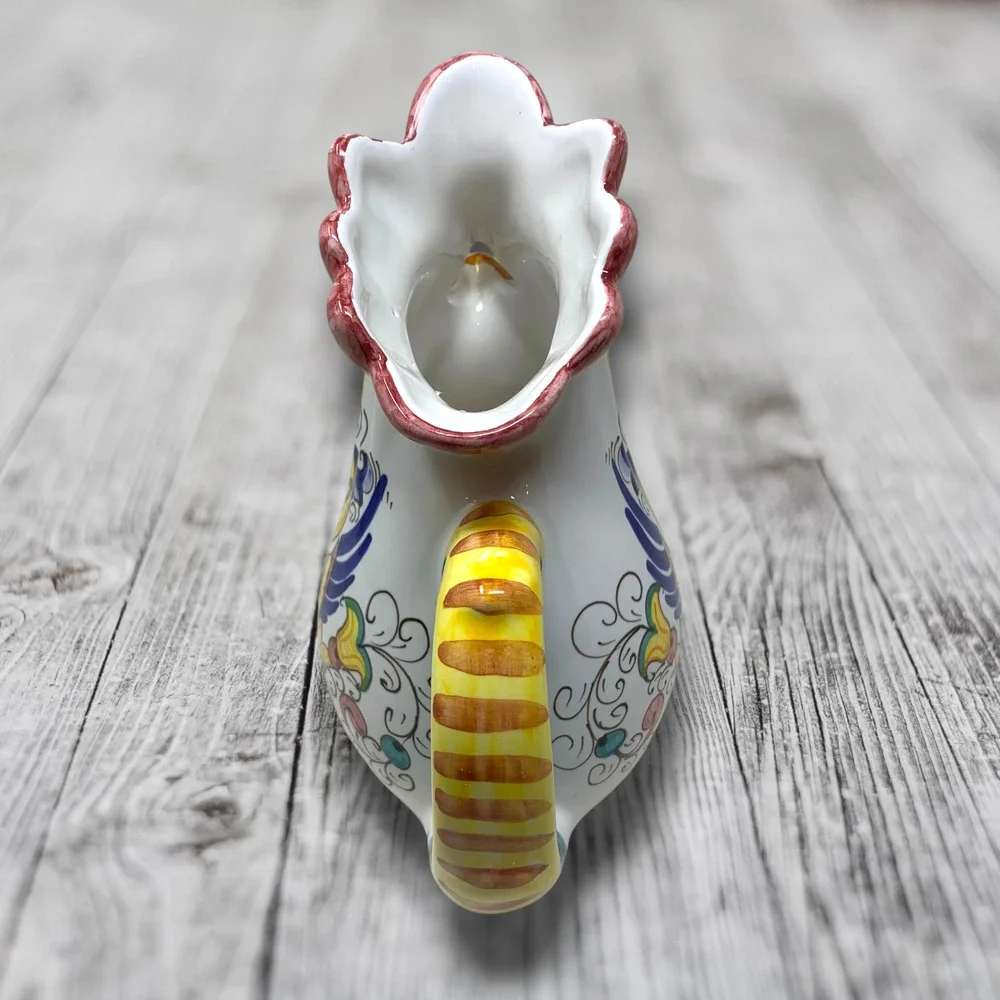 Williams Sonoma Deruta Majolica Raffaellesco Rooster Pitcher Italy Hand Painted